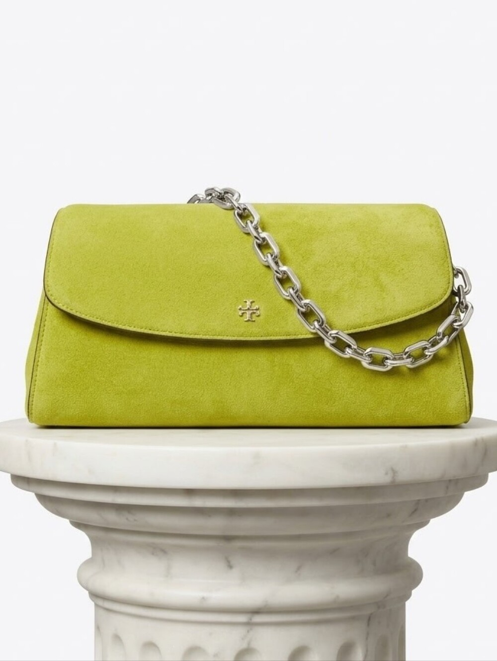 Tory Burch Rory Novelty Suede Flap Bitter Lime Bag NWT